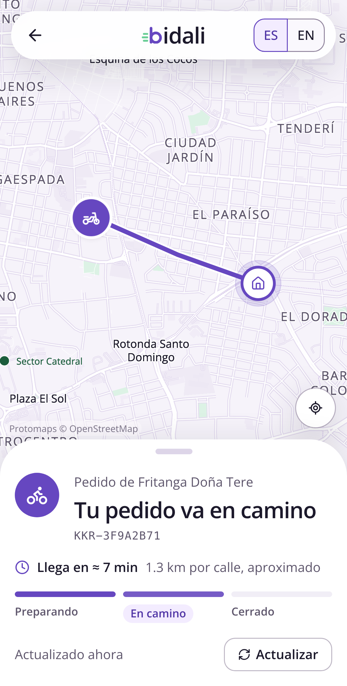 Bidali Last-Mile Delivery Map Interface